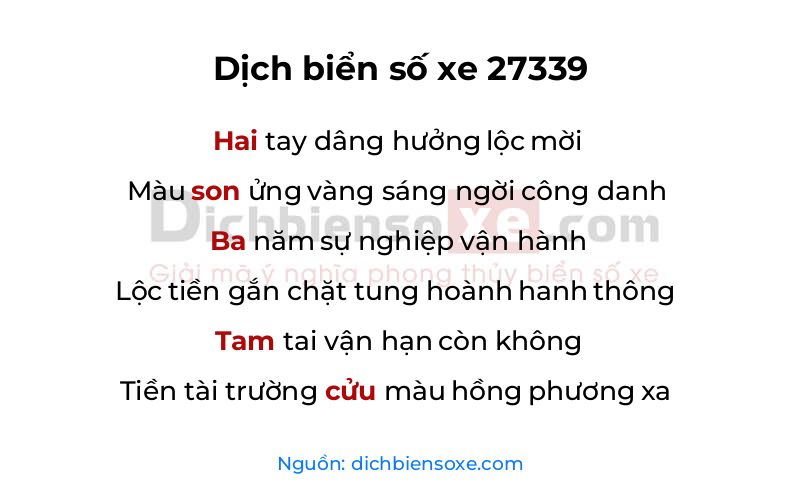 Dịch thơ biển số 27339