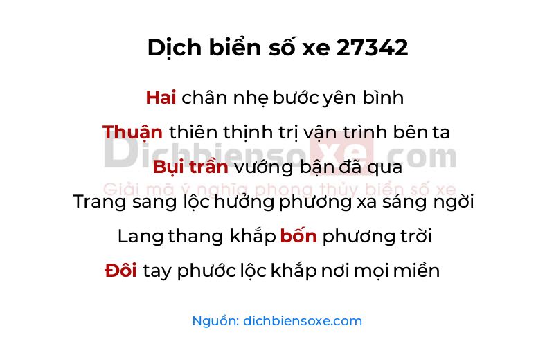 Dịch thơ biển số 27342