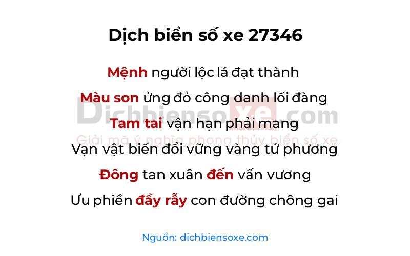 Dịch thơ biển số 27346