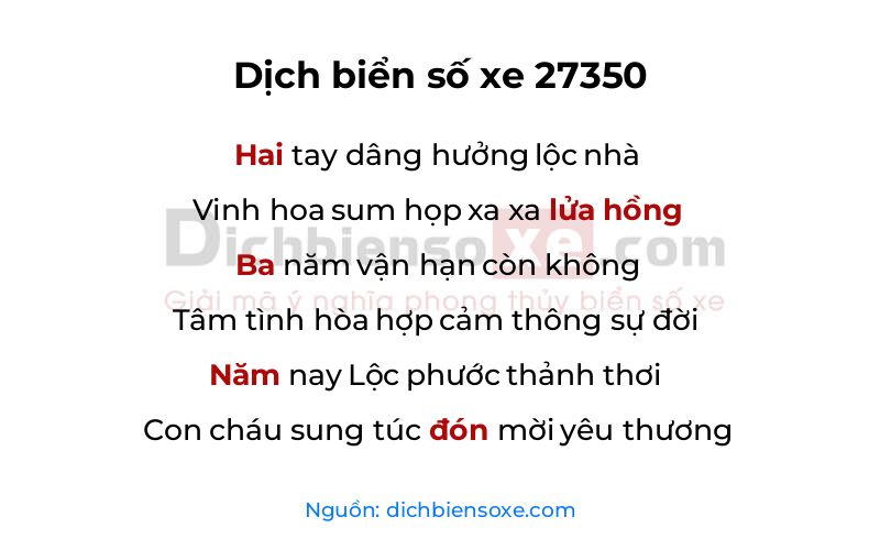 Dịch thơ biển số 27350
