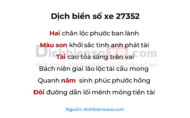 Dịch thơ biển số 27352