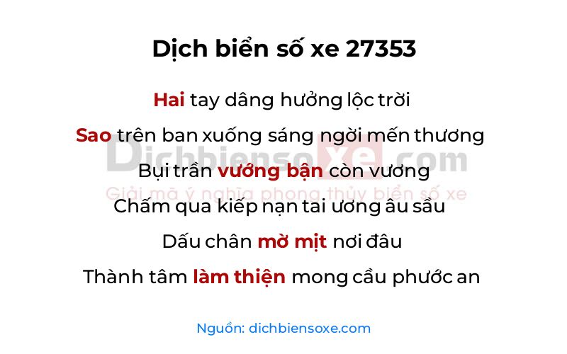 Dịch thơ biển số 27353