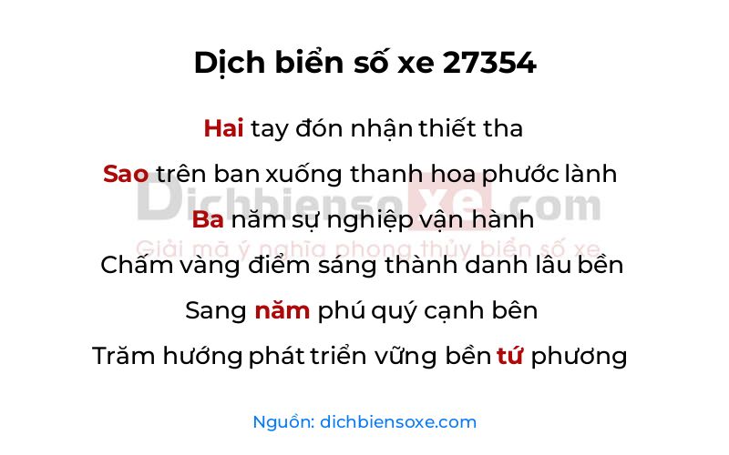 Dịch thơ biển số 27354