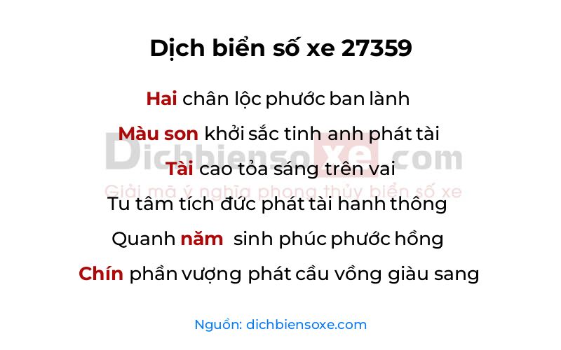 Dịch thơ biển số 27359