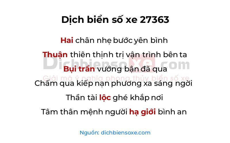 Dịch thơ biển số 27363