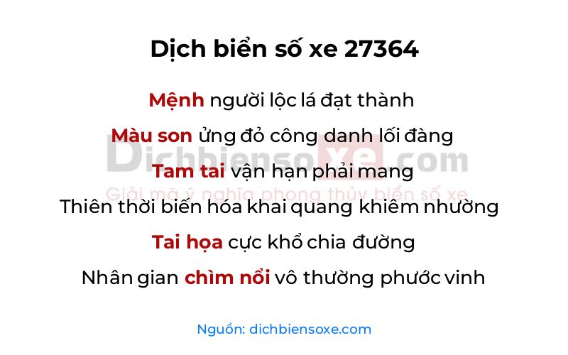 Dịch thơ biển số 27364