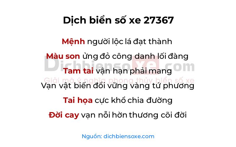 Dịch thơ biển số 27367