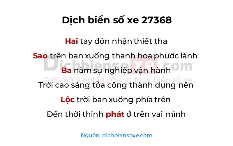 Dịch thơ biển số 27368