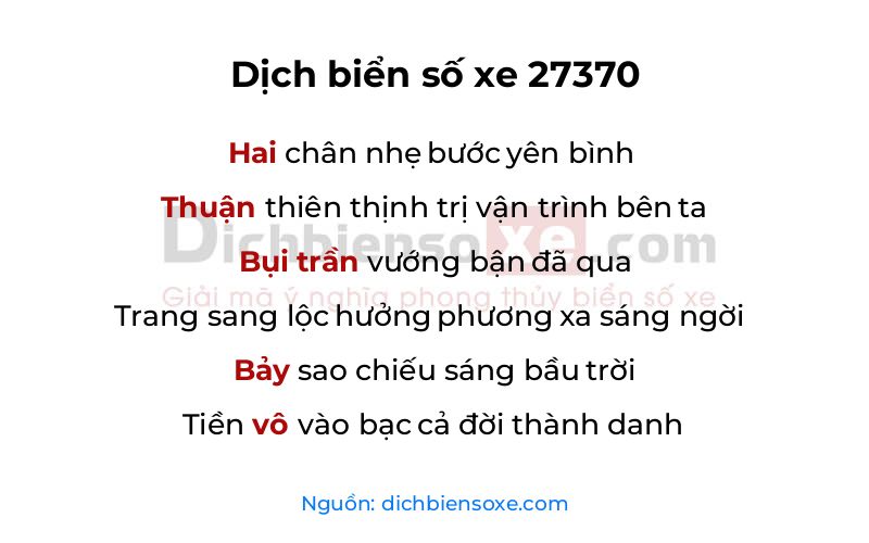 Dịch thơ biển số 27370