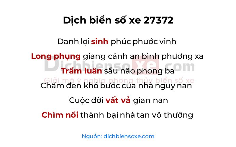 Dịch thơ biển số 27372