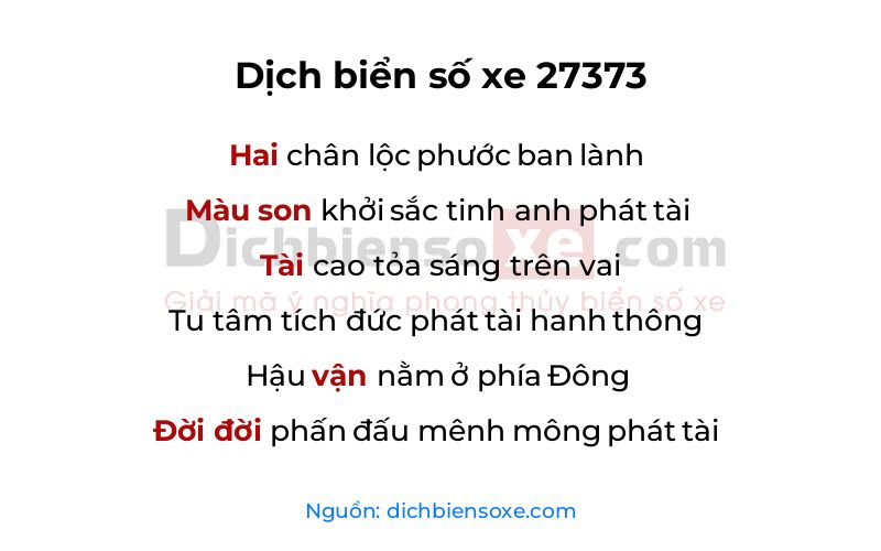 Dịch thơ biển số 27373