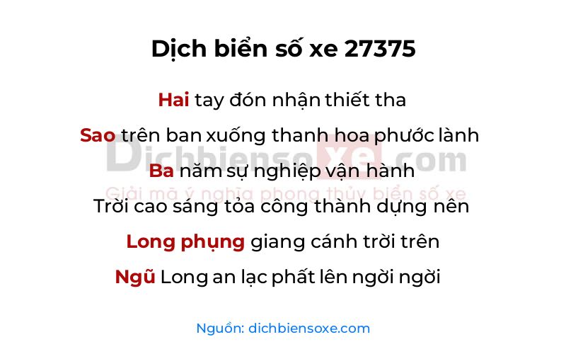 Dịch thơ biển số 27375