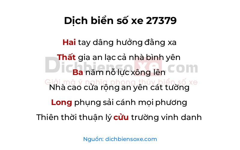 Dịch thơ biển số 27379