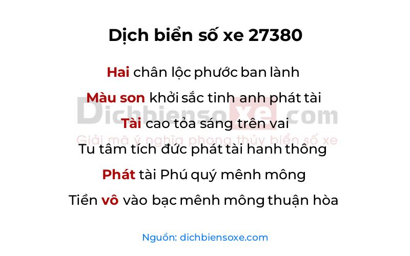 Dịch thơ biển số 27380