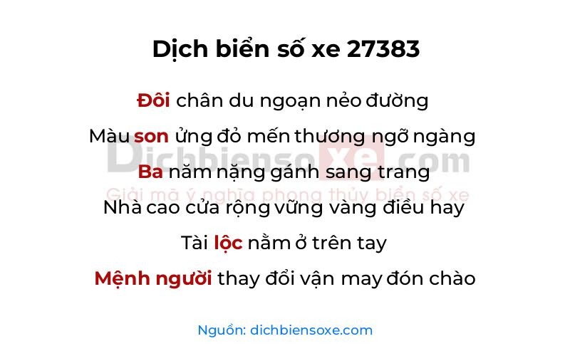 Dịch thơ biển số 27383