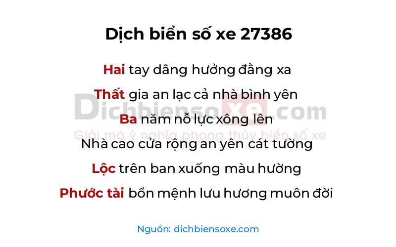 Dịch thơ biển số 27386