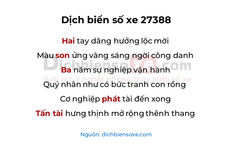 Dịch thơ biển số 27388