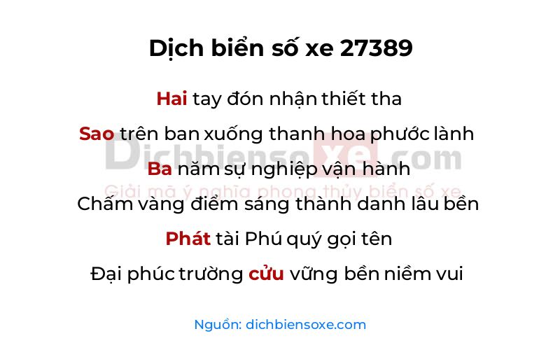 Dịch thơ biển số 27389