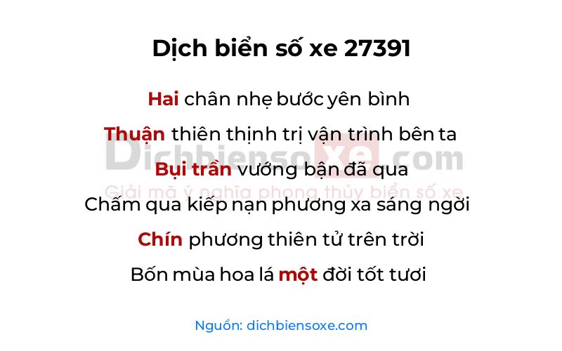 Dịch thơ biển số 27391
