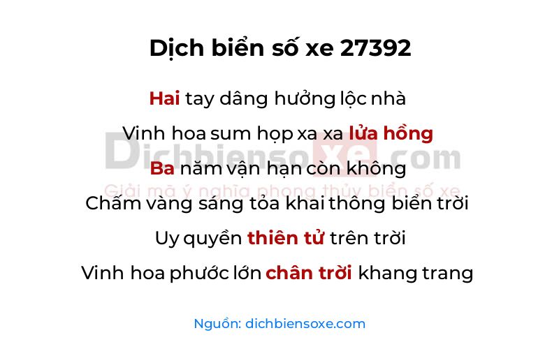 Dịch thơ biển số 27392