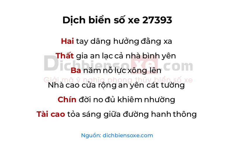 Dịch thơ biển số 27393