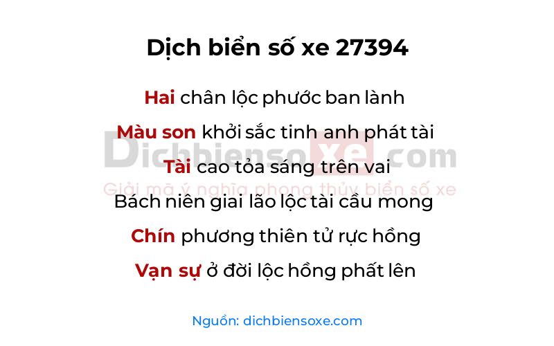 Dịch thơ biển số 27394