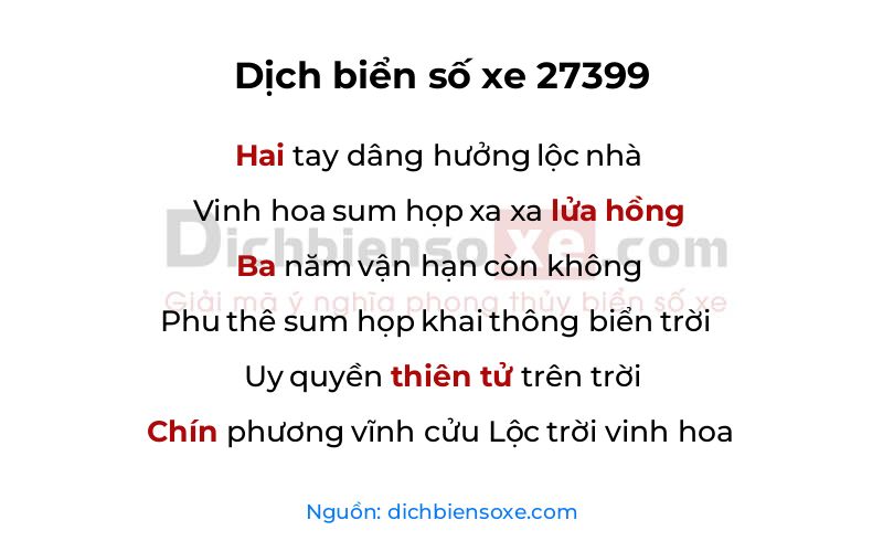 Dịch thơ biển số 27399
