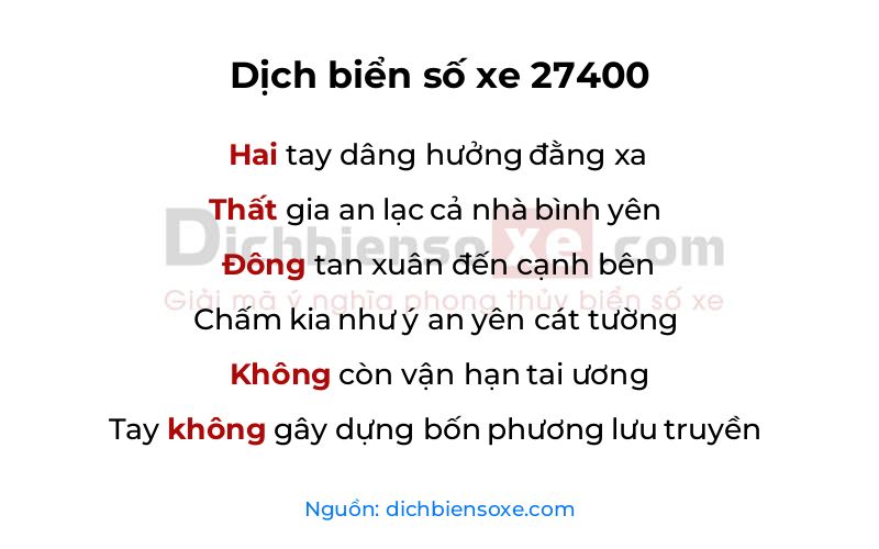Dịch thơ biển số 27400