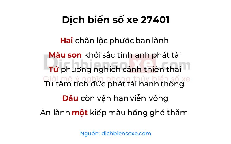 Dịch thơ biển số 27401