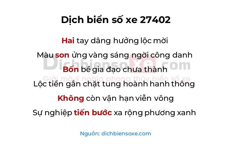 Dịch thơ biển số 27402