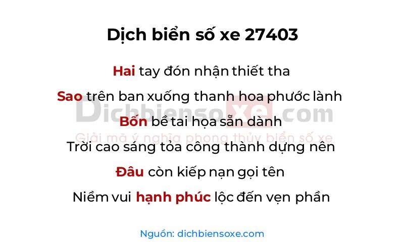 Dịch thơ biển số 27403