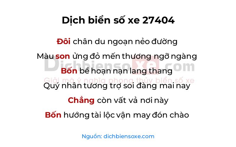 Dịch thơ biển số 27404