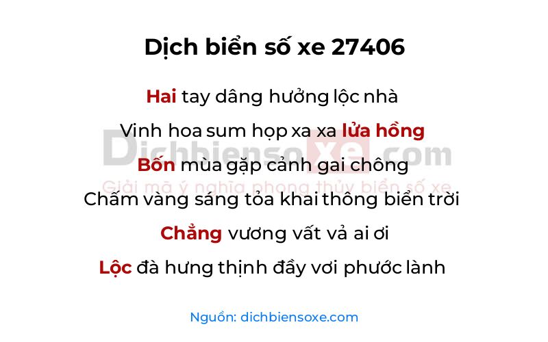 Dịch thơ biển số 27406