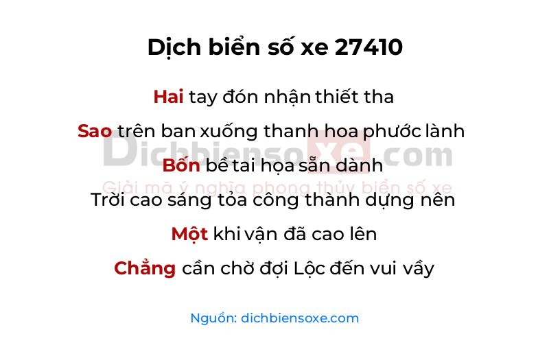 Dịch thơ biển số 27410