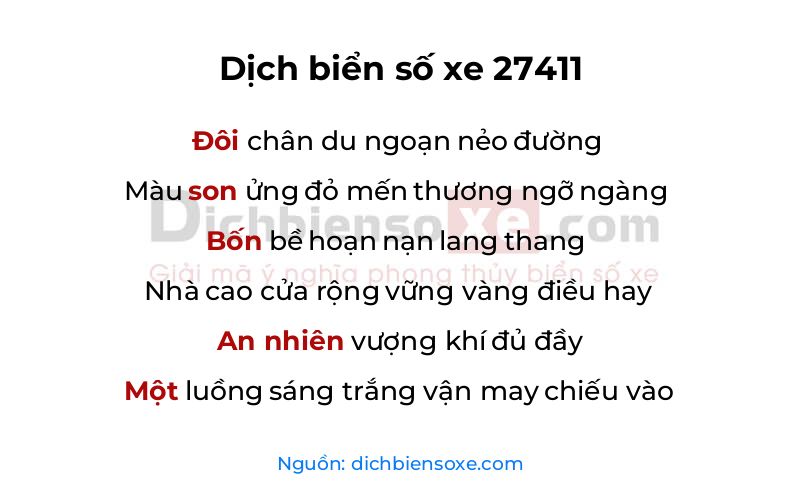 Dịch thơ biển số 27411