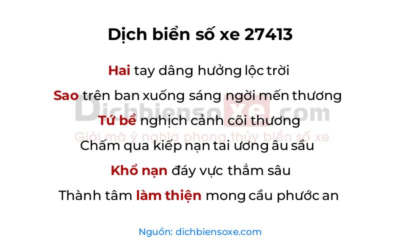 Dịch thơ biển số 27413