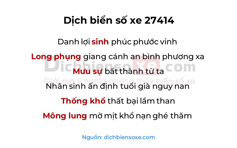 Dịch thơ biển số 27414