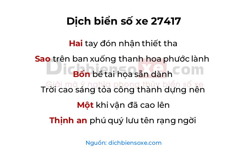 Dịch thơ biển số 27417
