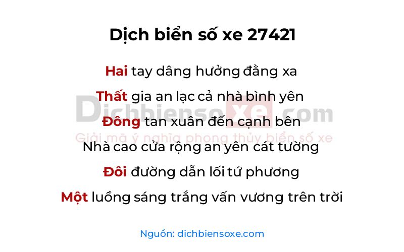 Dịch thơ biển số 27421