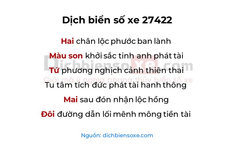 Dịch thơ biển số 27422