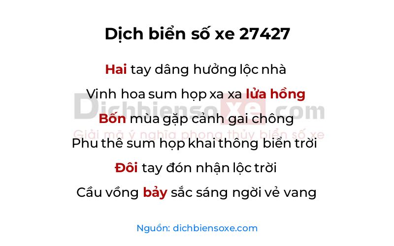 Dịch thơ biển số 27427