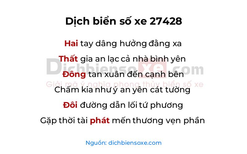 Dịch thơ biển số 27428