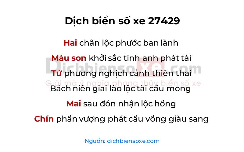 Dịch thơ biển số 27429