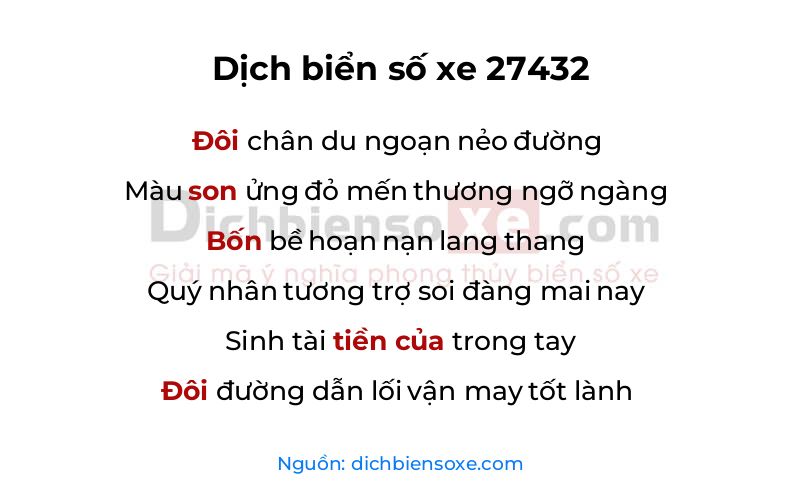 Dịch thơ biển số 27432