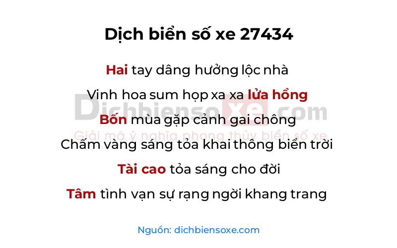 Dịch thơ biển số 27434