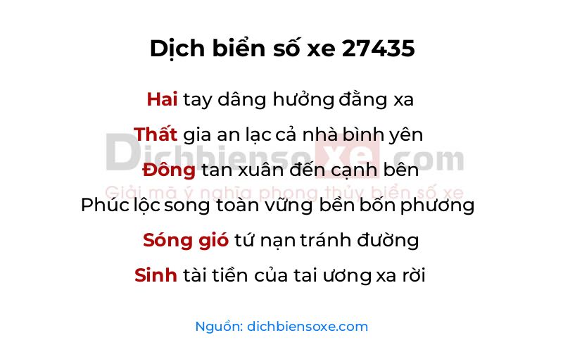 Dịch thơ biển số 27435