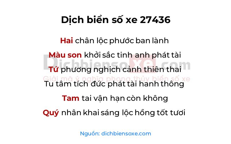 Dịch thơ biển số 27436
