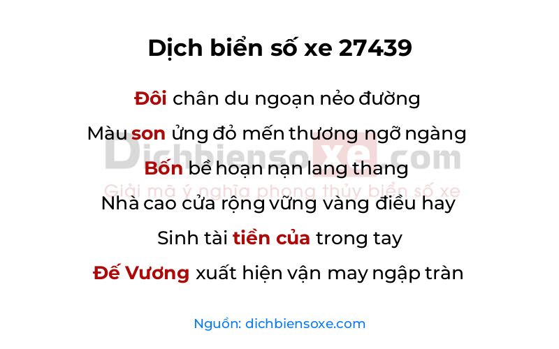 Dịch thơ biển số 27439