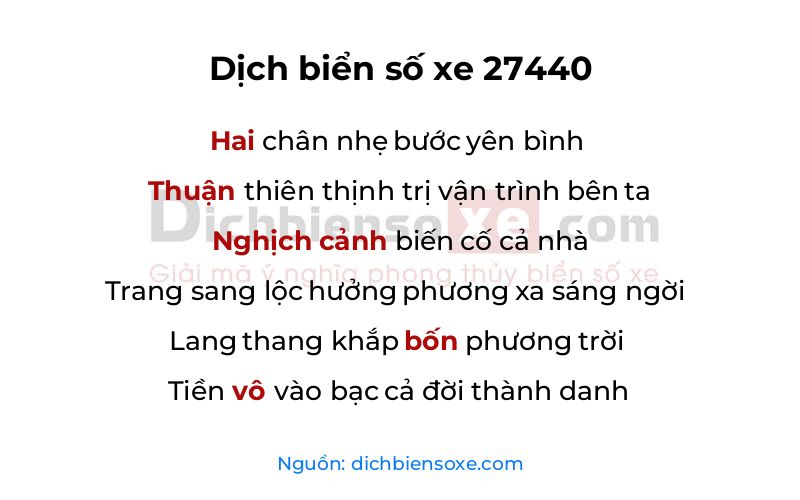 Dịch thơ biển số 27440