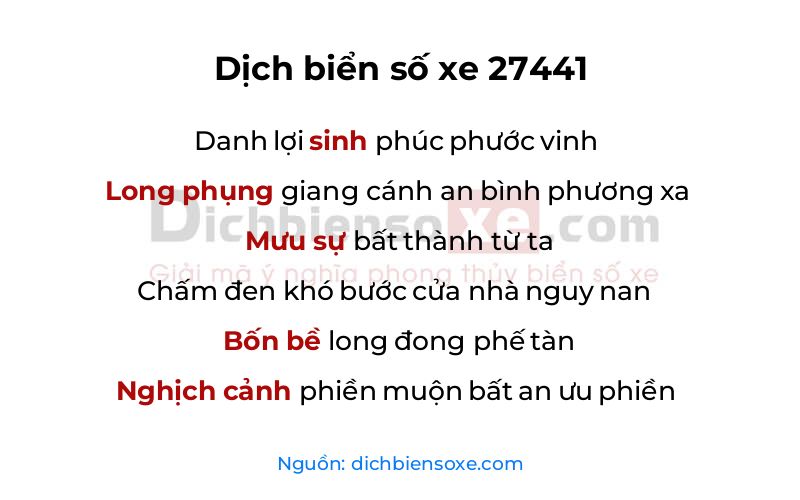 Dịch thơ biển số 27441